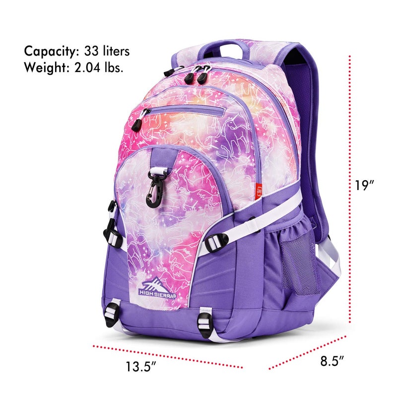 High Sierra Loop Backpack, Travel, or Work Bookbag with tablet sleeve, One Size, Unicorn Clouds/Lavender/White - Image 5